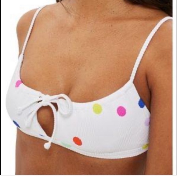 New Topshop White Colorful Polka-Dot Swimsuit Bikini Top Separates US 10 UK 14 - Picture 13 of 13